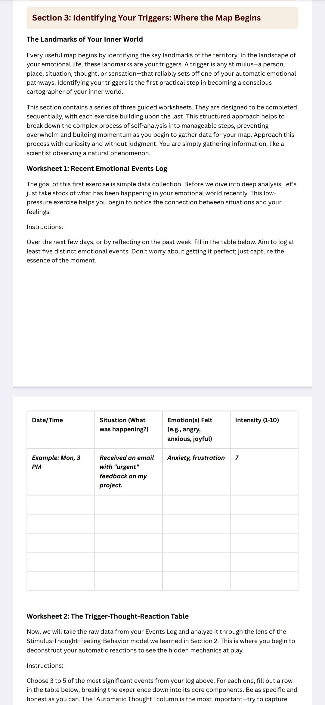 Emotions Mapping Workbook