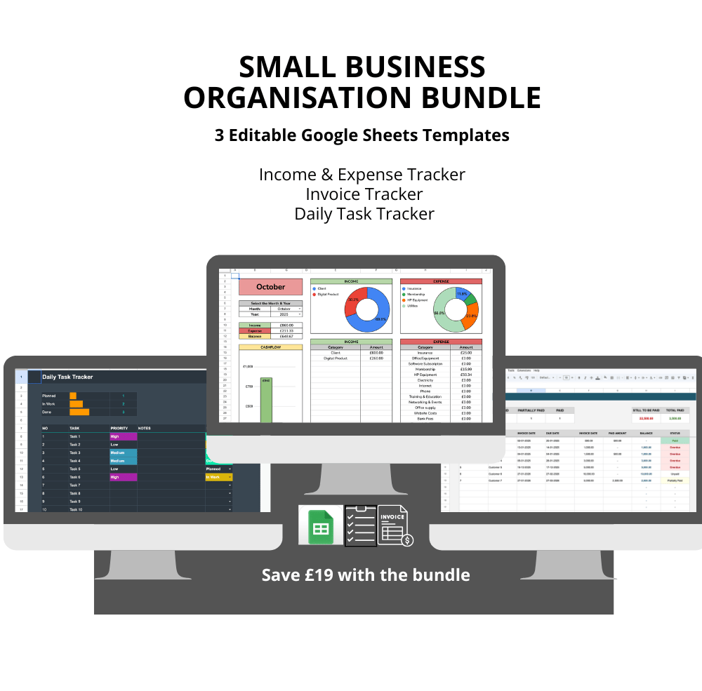Simple Google Sheets Templates for Small Businesses -Income and Expense Tracker Template | Small Business Finance Spreadsheet