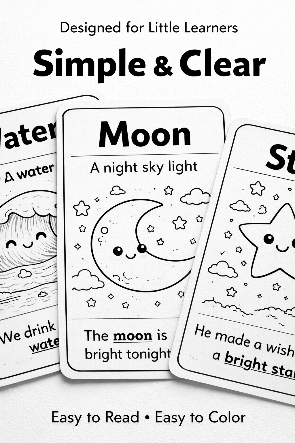 Nature Flashcards for Kids (Ages 3–7) – 20 Printable Coloring Cards with Simple Sentences | Learn Nature Words the Fun & Easy Way