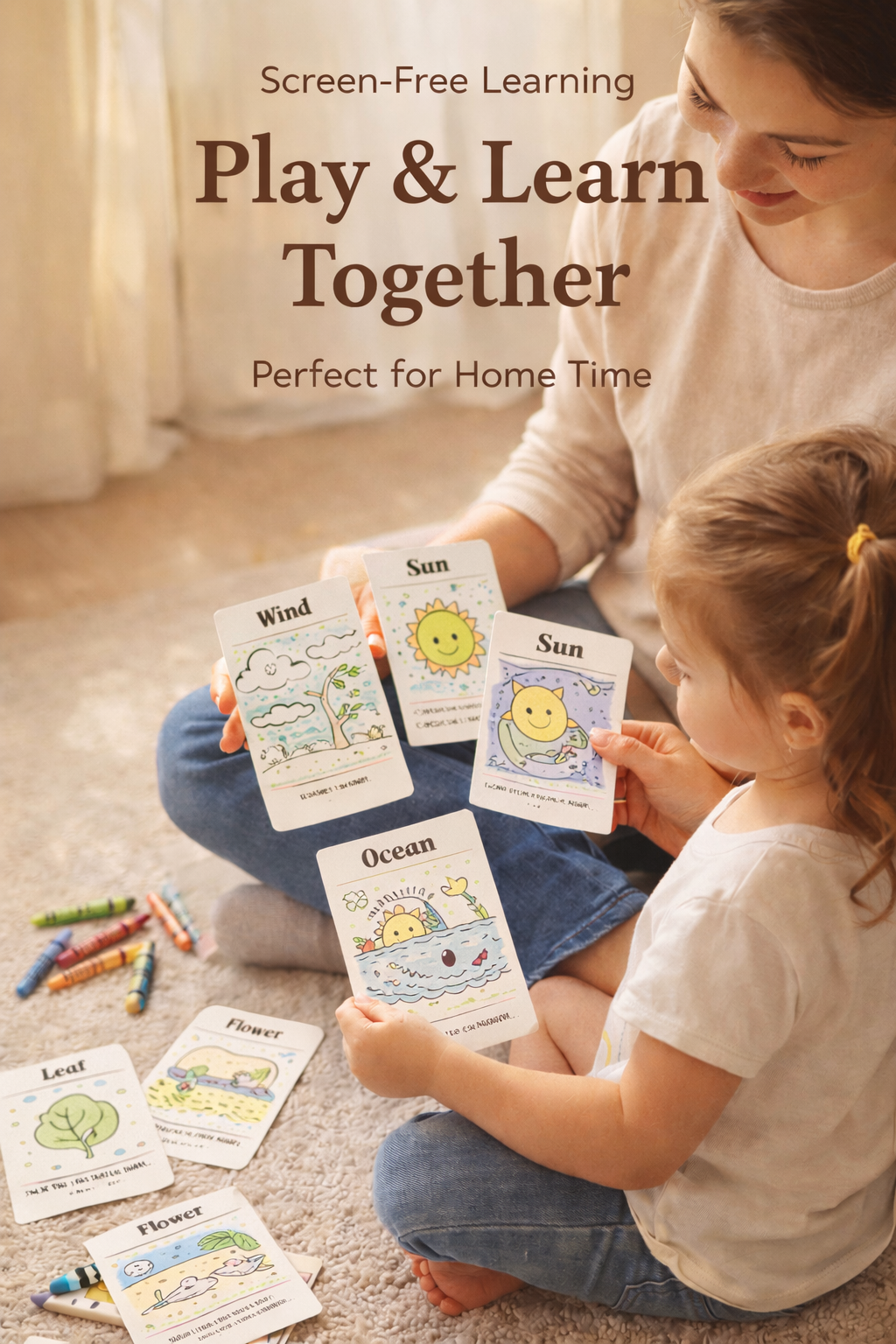 Nature Flashcards for Kids (Ages 3–7) – 20 Printable Coloring Cards with Simple Sentences | Learn Nature Words the Fun & Easy Way