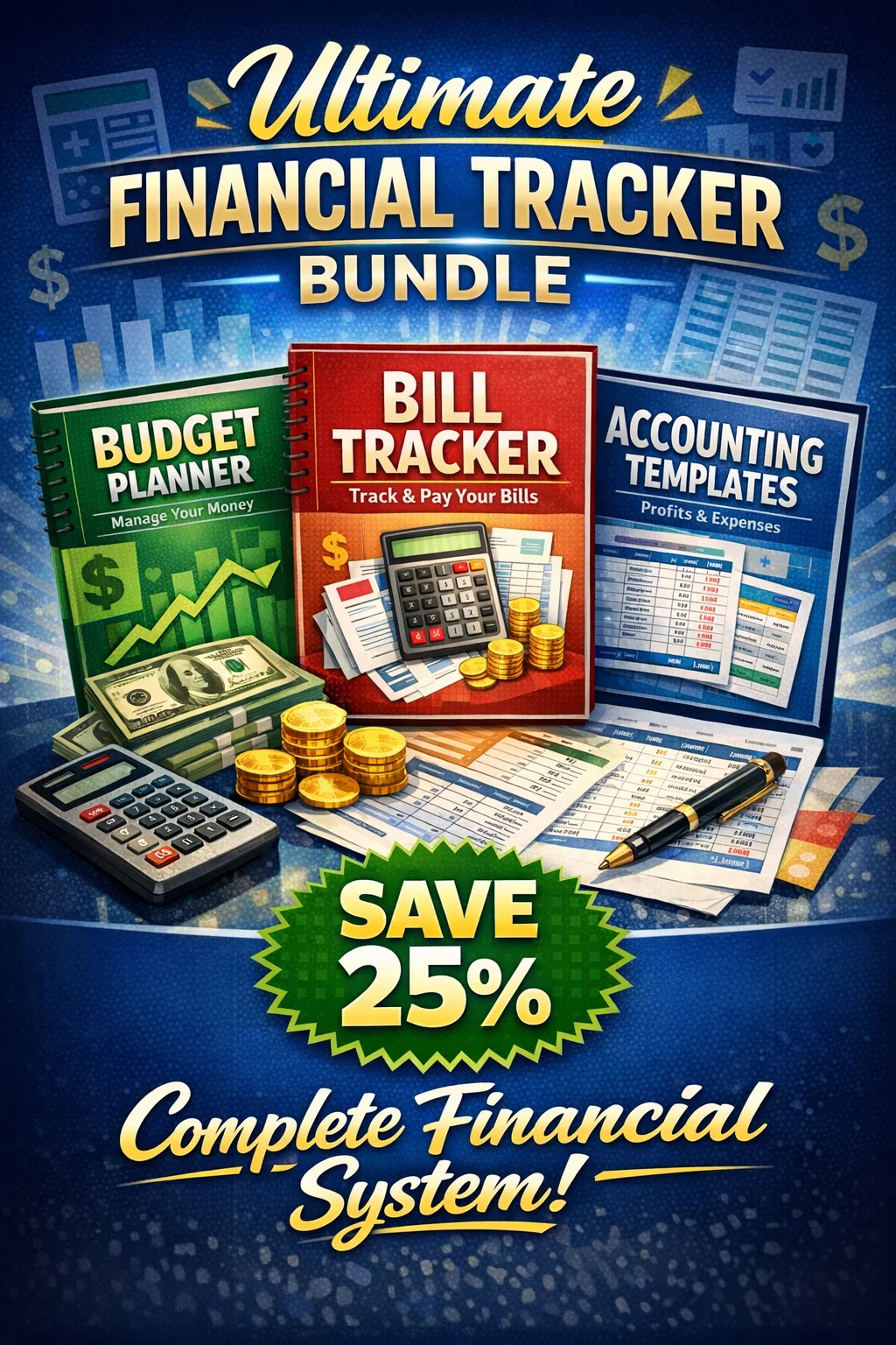Budget Planner + Bill Tracker + Accounting Templates Save 25% – Complete Financial System