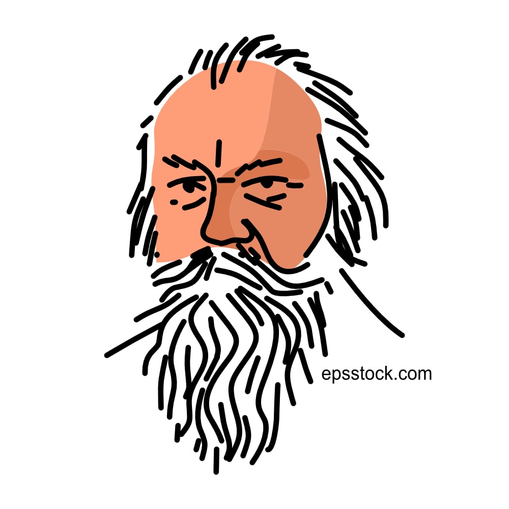 Johannes Brahms portrait, flat vector illustration