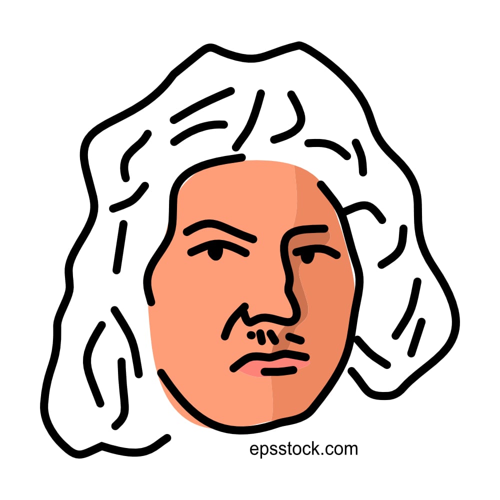 Jakob Bernoulli portrait, flat vector illustration