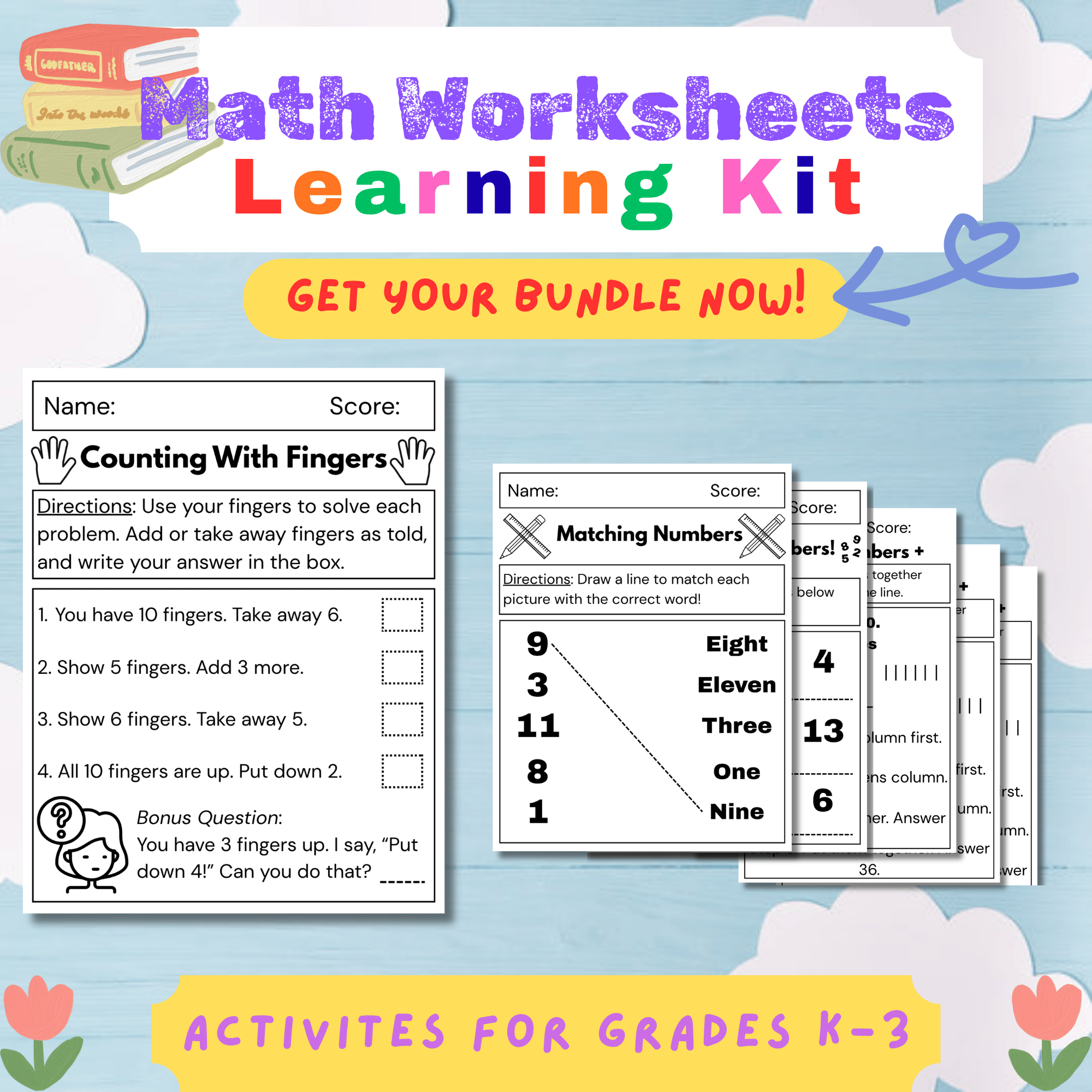 Math Worksheets Learning Kit for Grades K–3 | Printable PDF Bundle - Payhip