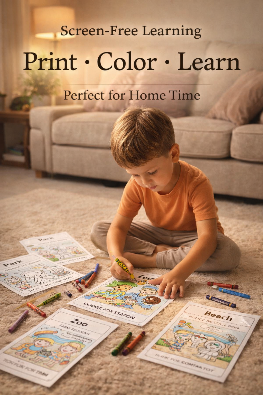 My First Places Pack – 20 Printable Flashcards for Kids (Ages 3–7) | Learn Everyday Places with Simple Sentences & Cute Illustrations