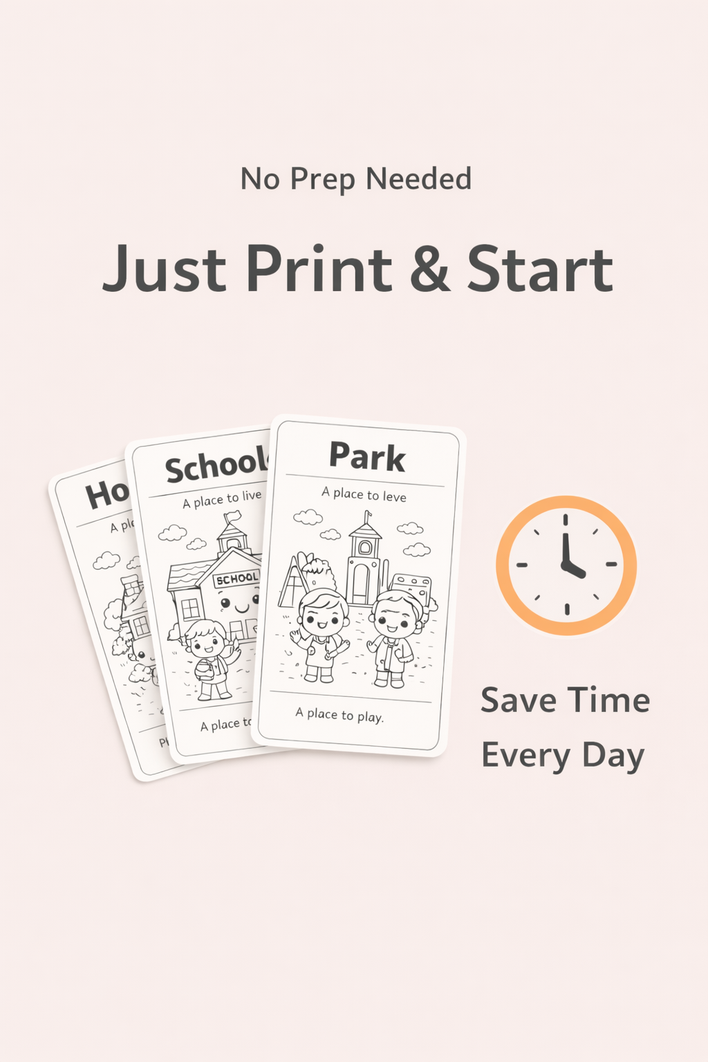 My First Places Pack – 20 Printable Flashcards for Kids (Ages 3–7) | Learn Everyday Places with Simple Sentences & Cute Illustrations