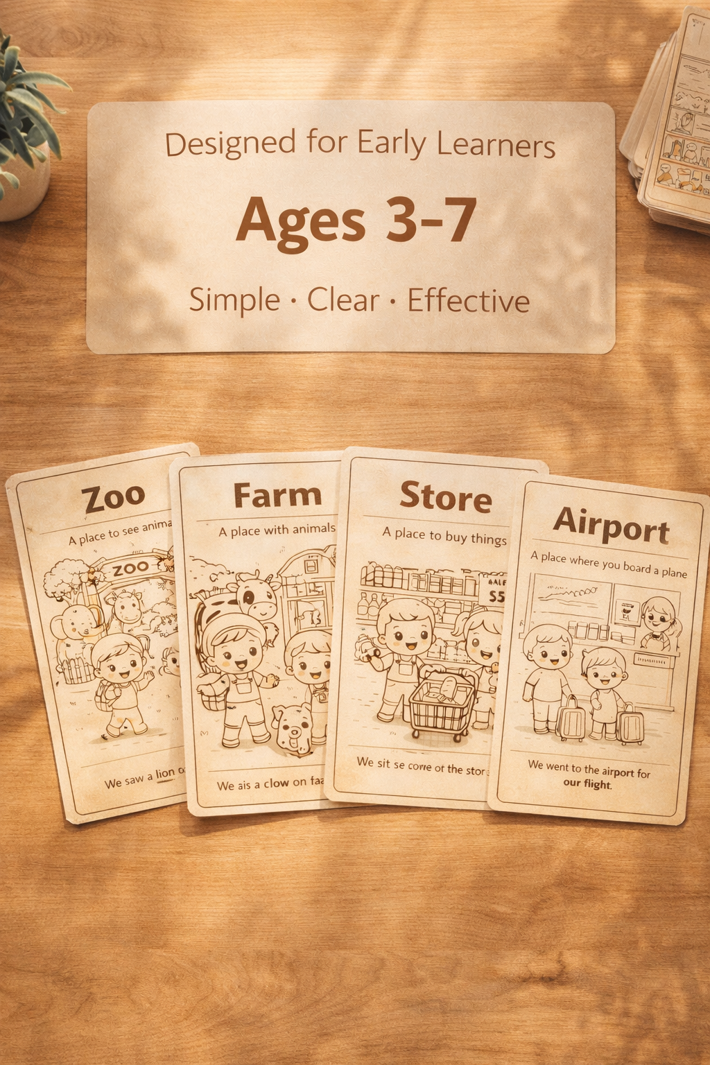 My First Places Pack – 20 Printable Flashcards for Kids (Ages 3–7) | Learn Everyday Places with Simple Sentences & Cute Illustrations