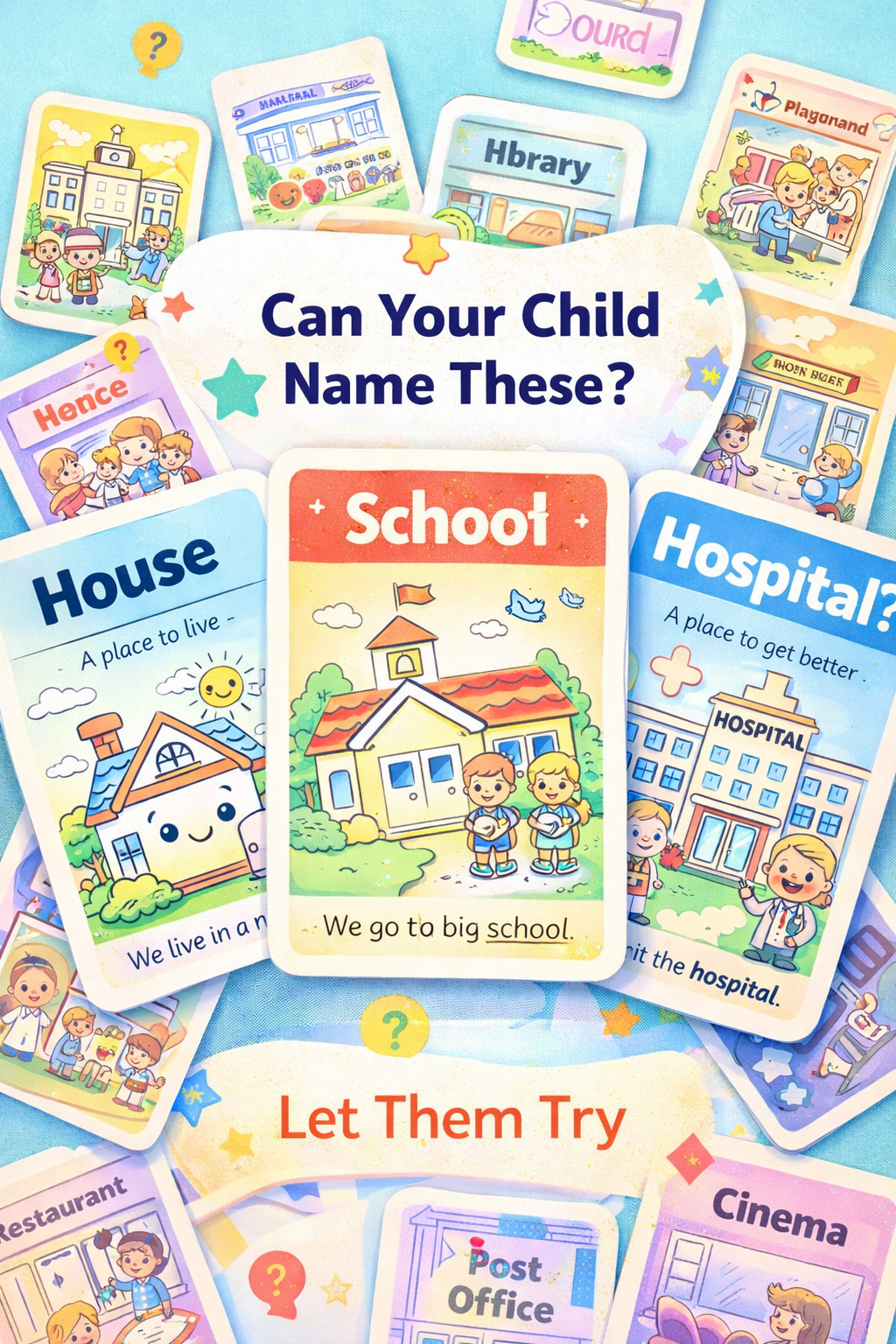My First Places Pack – 20 Printable Flashcards for Kids (Ages 3–7) | Learn Everyday Places with Simple Sentences & Cute Illustrations