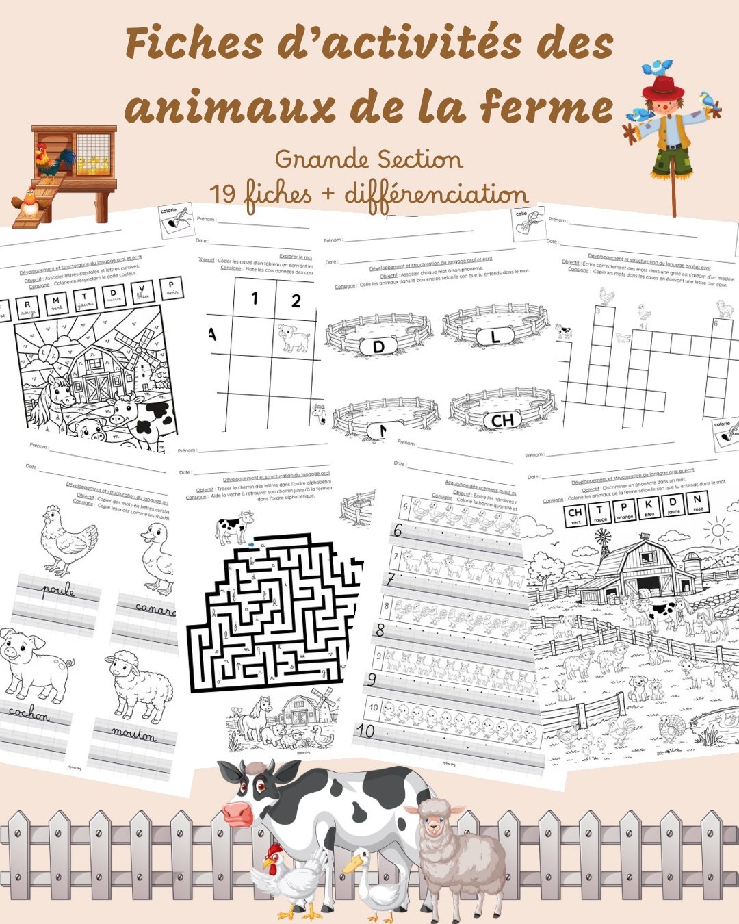 Fiches d’activités des animaux de la ferme