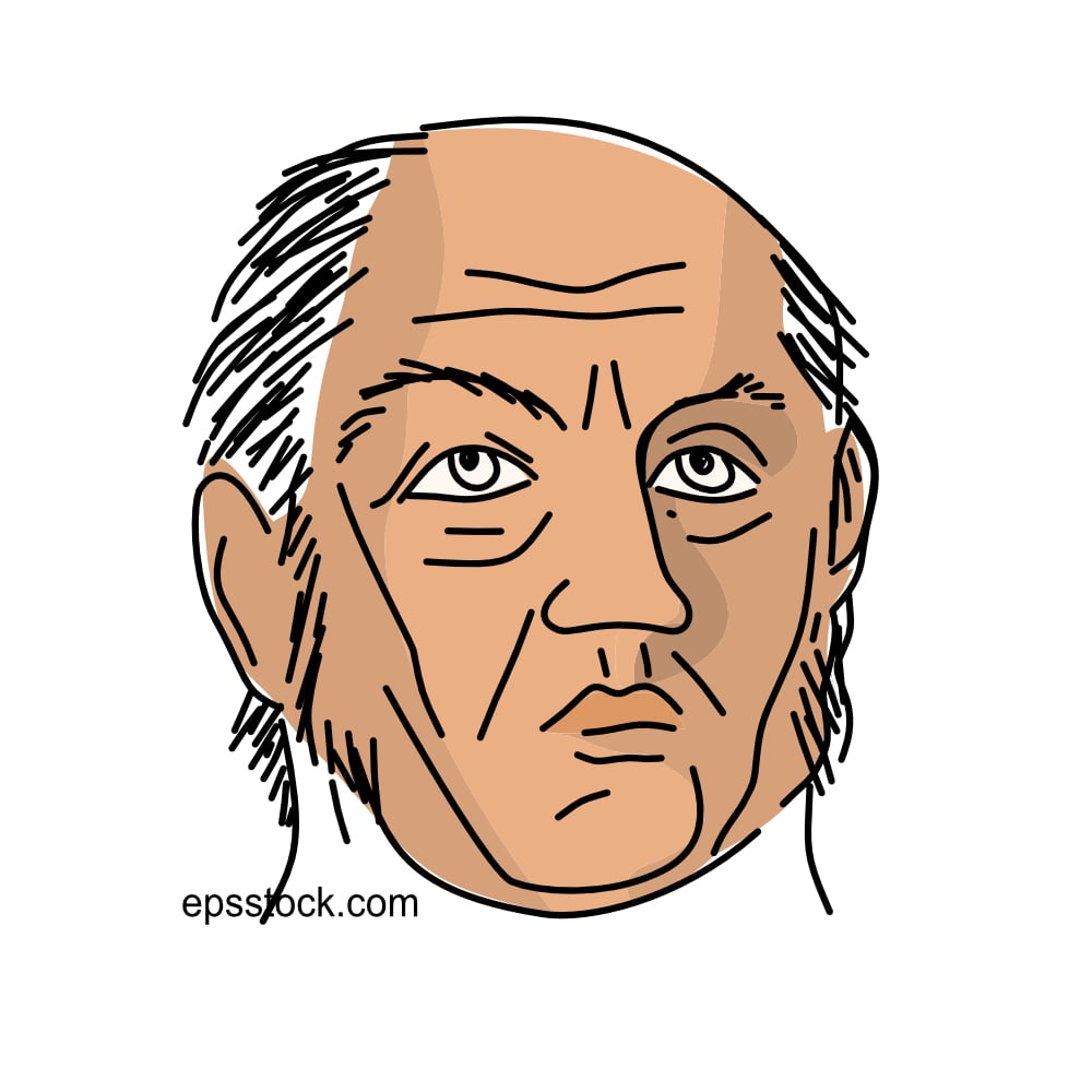 Seneca portrait, flat vector illustration