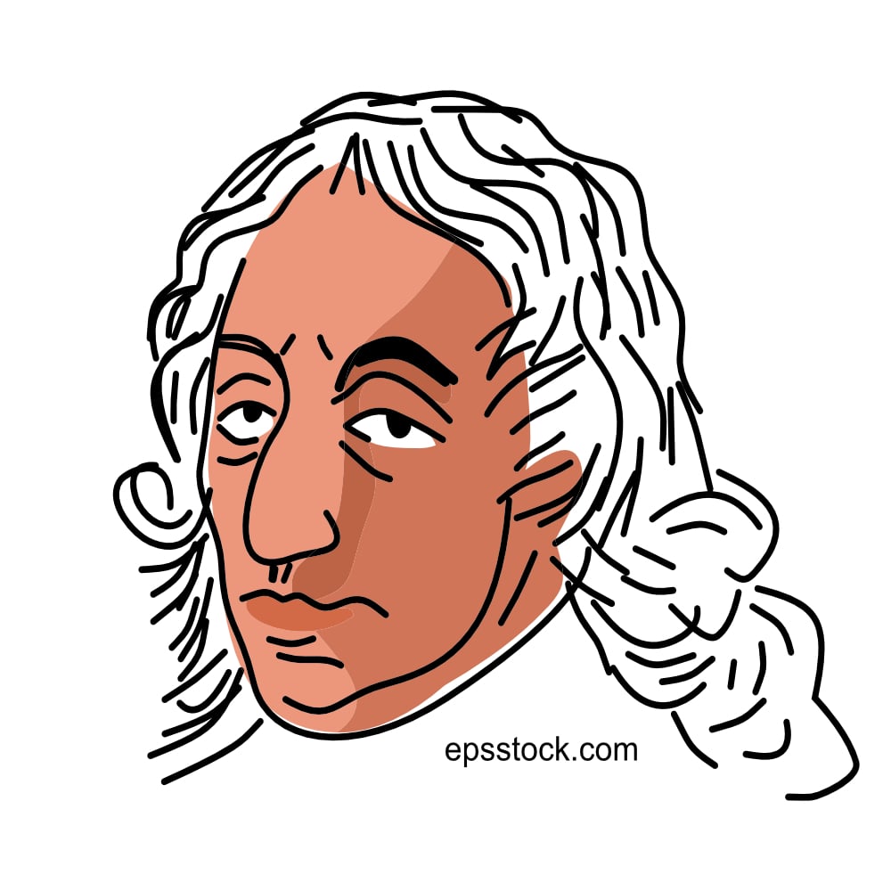 Blaise Pascal portrait, flat vector illustration