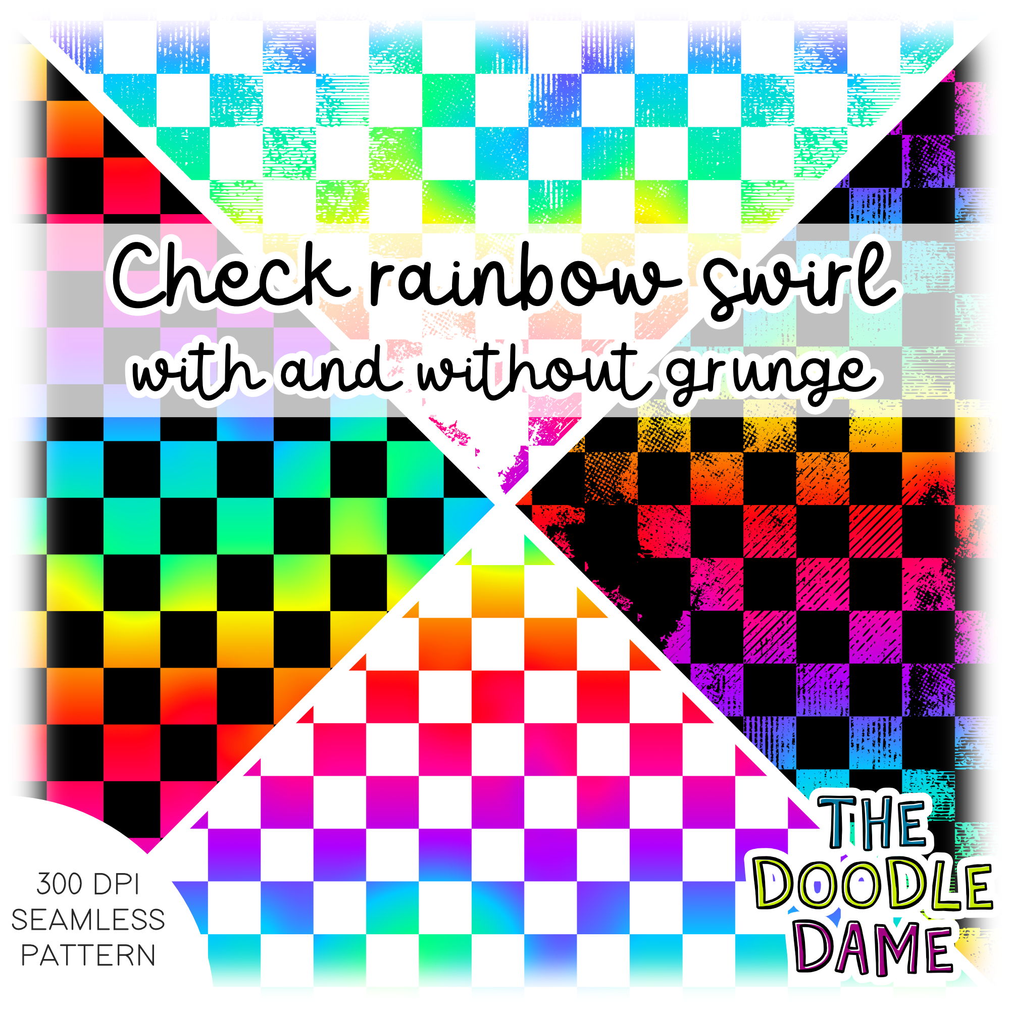 Checkers Pattern Loop Rainbow swirl checkers - seamless surface patterns