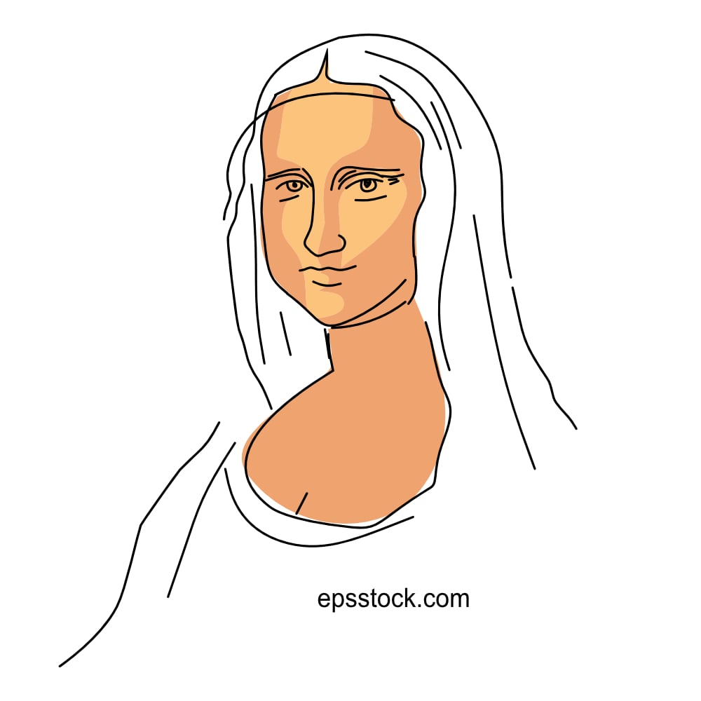 Mona Lisa, flat vector illustration