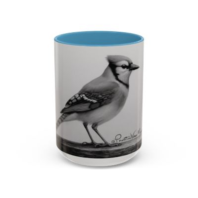 “Close‑up of blue jay artwork with realistic feather details.”