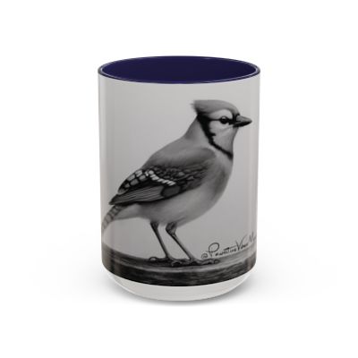 “Close‑up of blue jay artwork with realistic feather details.”