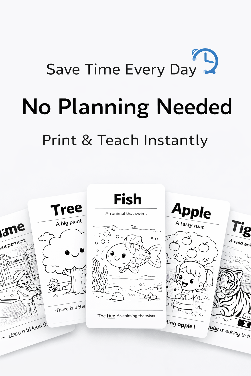My First Words Random Pack – 20 Printable Flashcards for Kids (Ages 3–7) | Build Vocabulary with Simple Sentences & Cute Illustrations