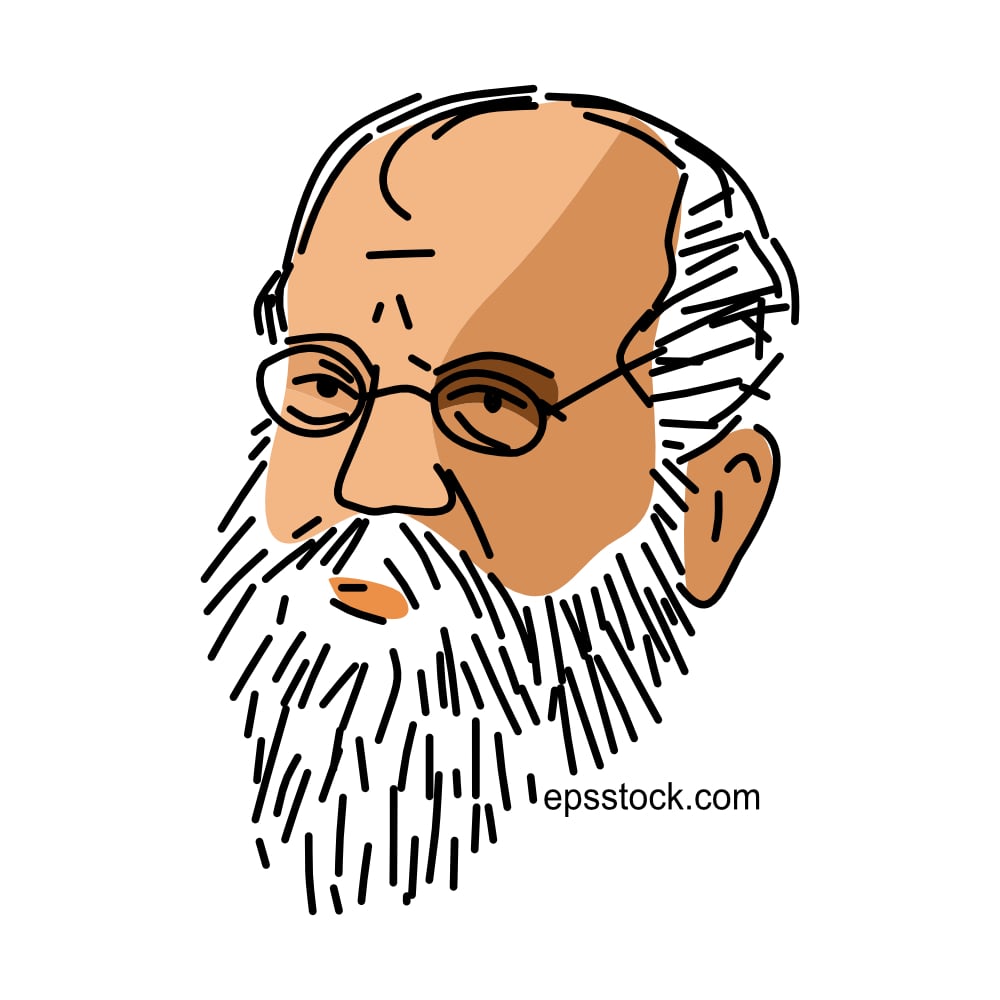 Wilhelm Steinitz portrait, flat vector illustration