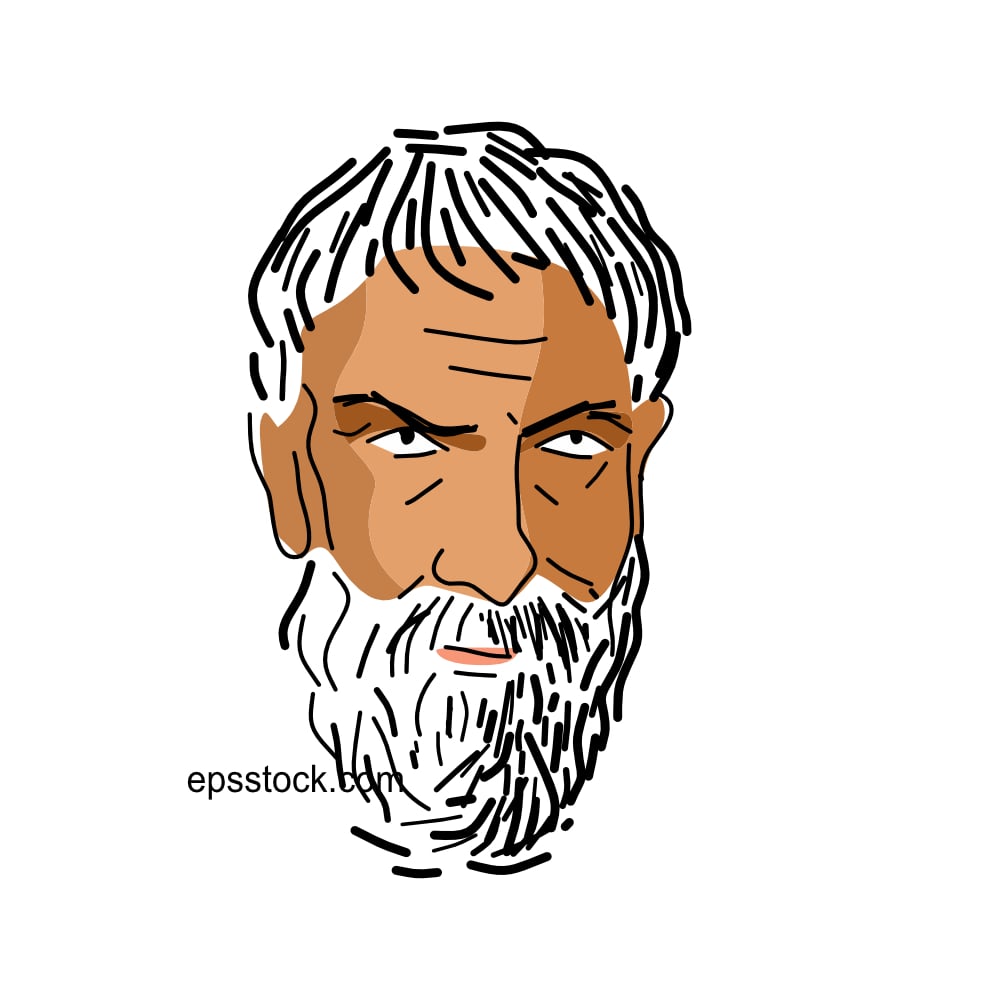Epictetus portrait, flat vector illustration