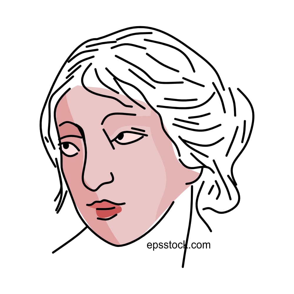 Calliope portrait, flat vector illustration