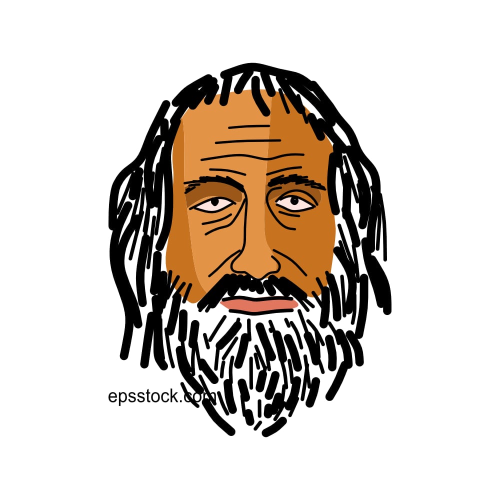 Anaxagoras portrait, flat vector illustration