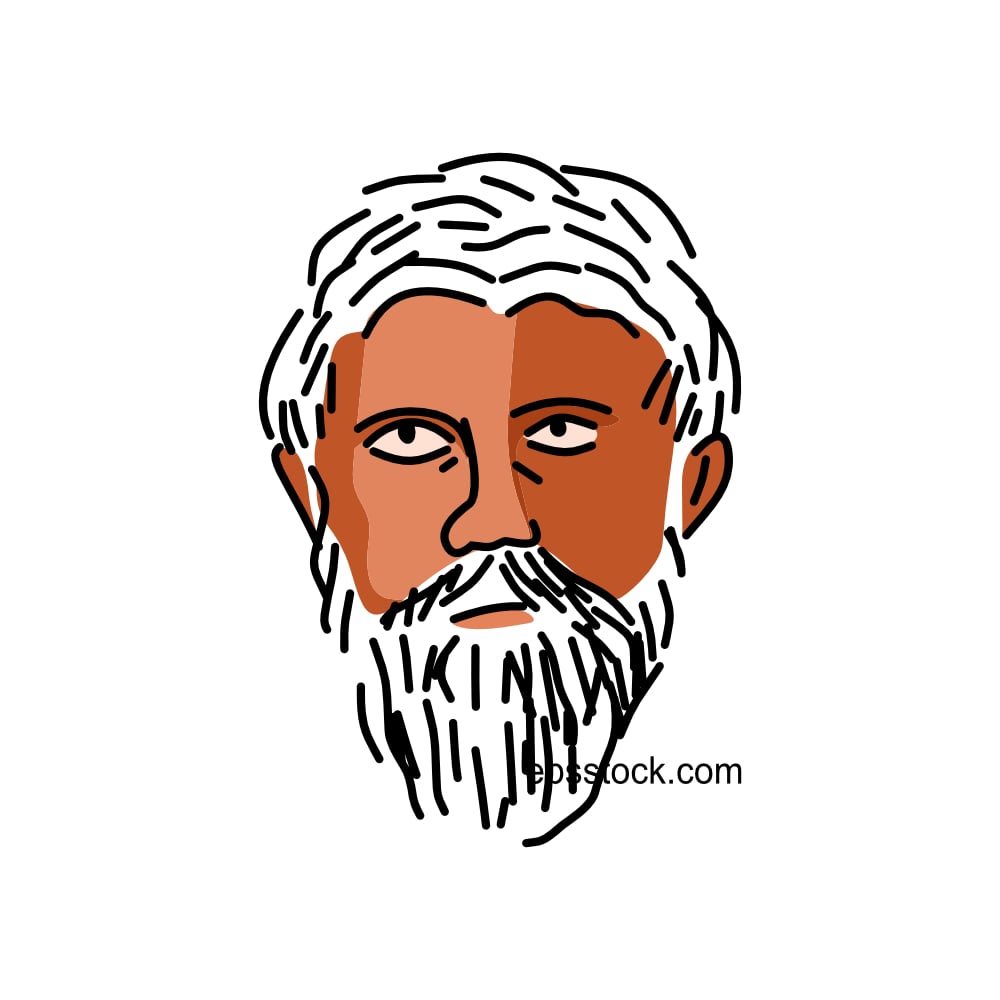 Plutarch portrait, flat vector illustration