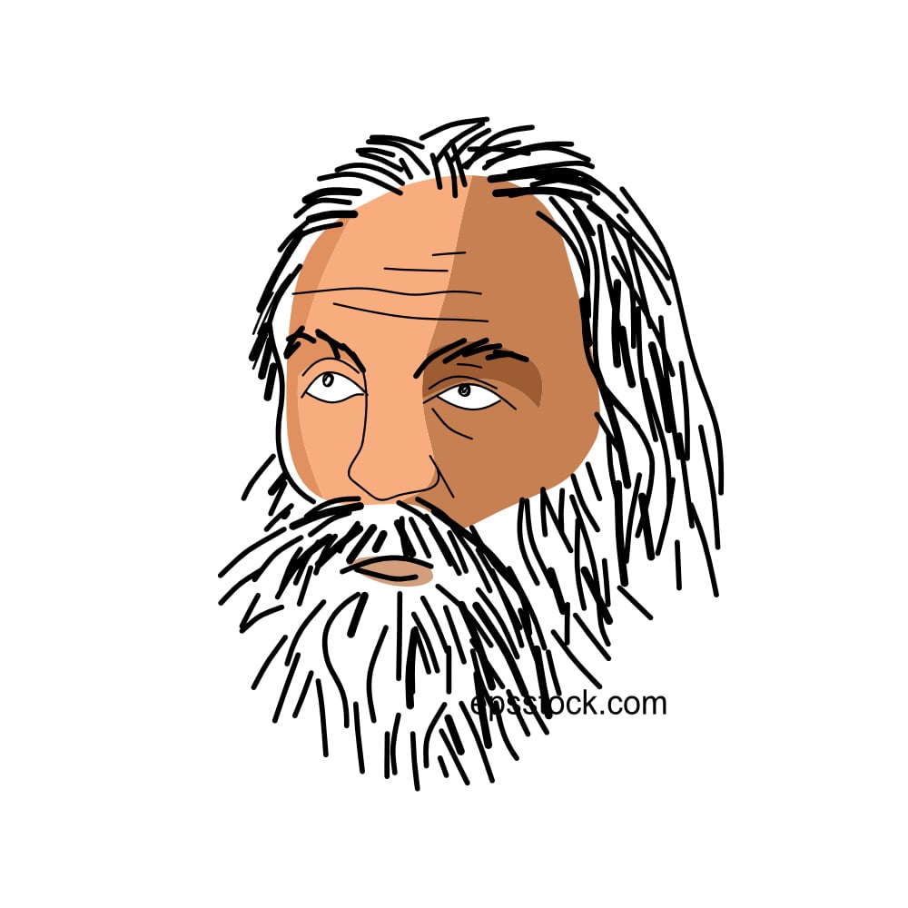 Walt Whitman portrait, flat vector illustration