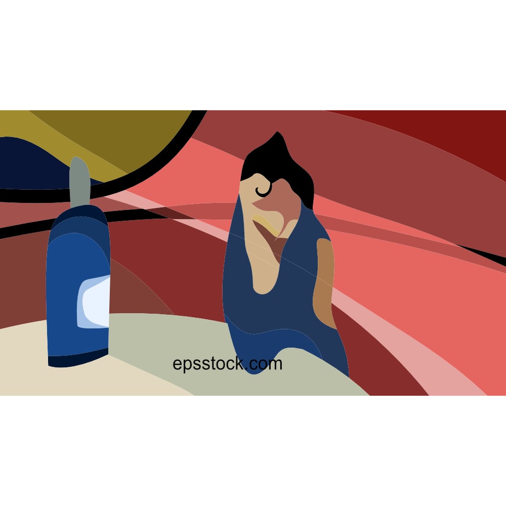 color background, flat cubism vector illustratio