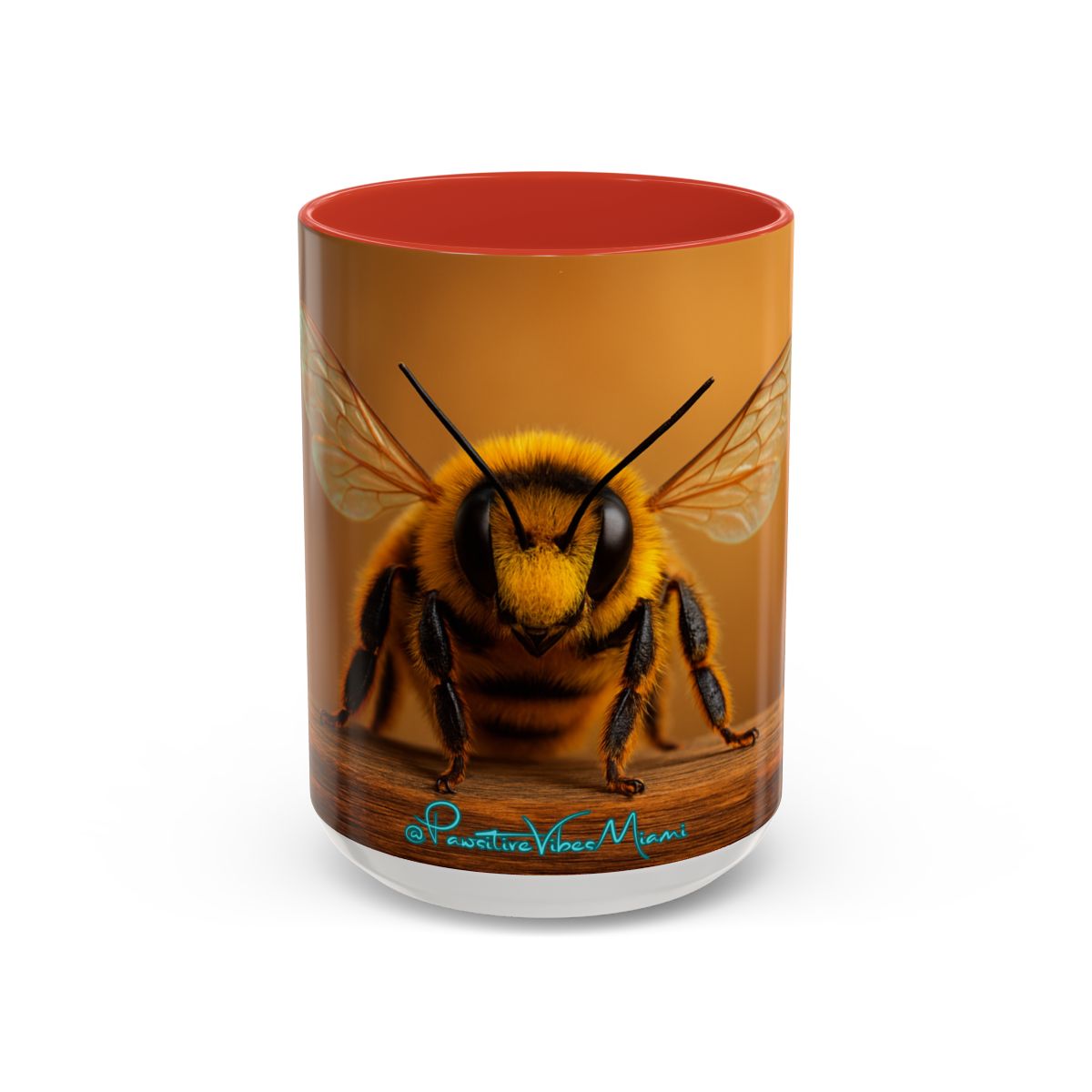 “Glossy mug showing elegant bee design symbolizing harmony, purpose, and small‑winged grace.”