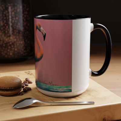 “Side angle of elegant flamingo artwork inspired by Miami’s tropical color palette.”
