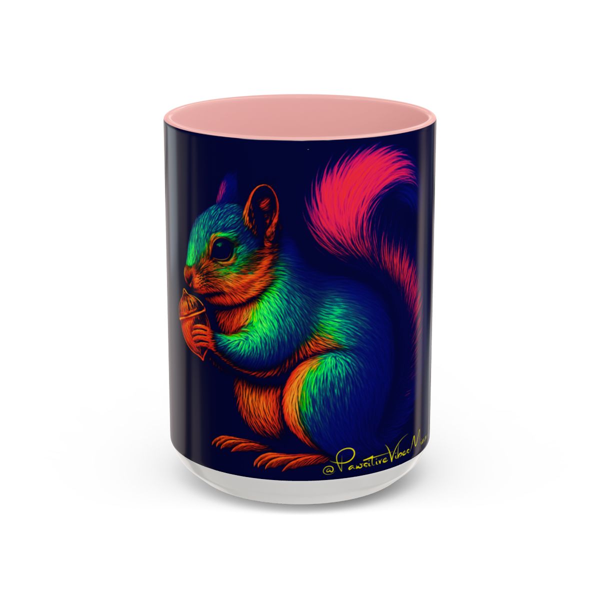 “Vibrant Miami‑themed mug featuring Croqueta the squirrel with bold, colorful artwork.”