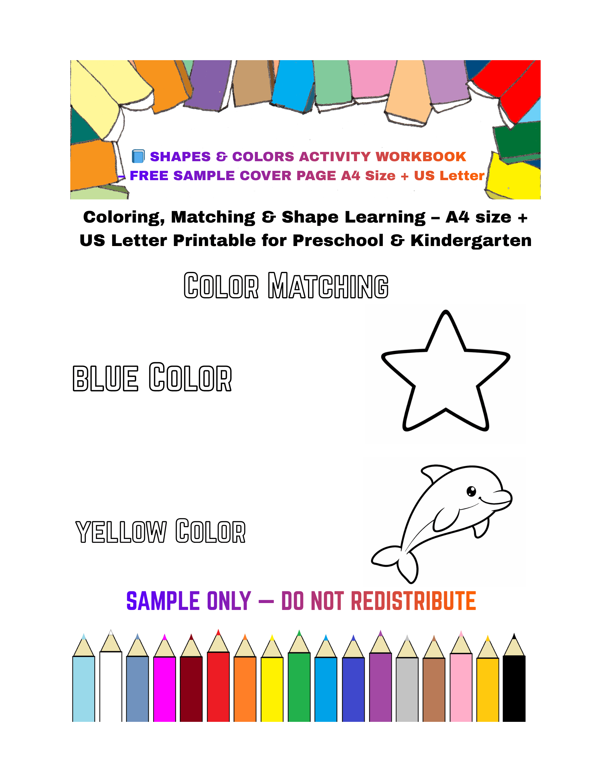 Colors & Shapes Activity Workbook for Kids (Ages 2–6) | US Letter ...