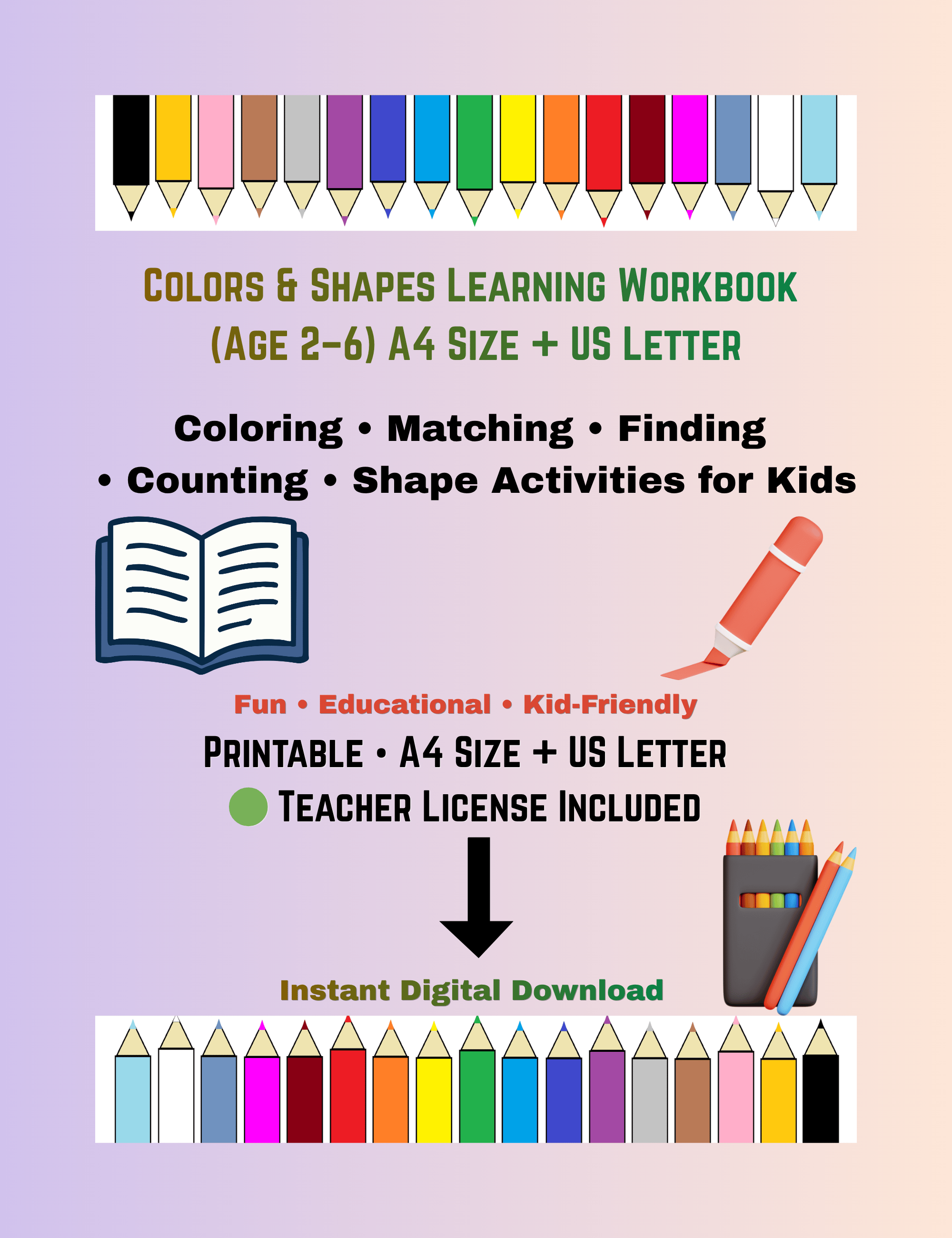 Printable Colors & Shapes Activity Workbook for Kids (Ages 2–6) | A4 ...