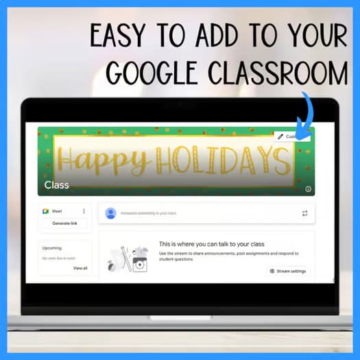 Animated winter Google Classroom headers banners set 1 for December January