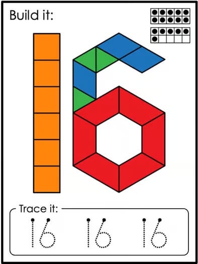 Number Block It! | Pattern Block Building Mats 1–20 | Kindergarten Math Centres