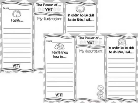 The Power of YET (Growth Mindset Way of Thinking) Graphic Organizers Pack