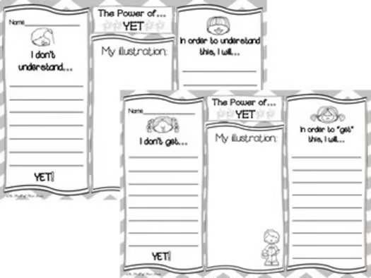 The Power of YET (Growth Mindset Way of Thinking) Graphic Organizers Pack