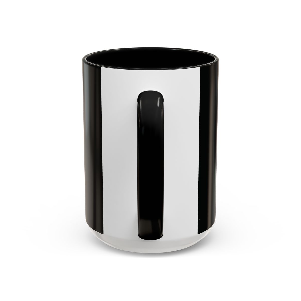 “Side angle of black mug highlighting vibrant red cardinal in flight.”