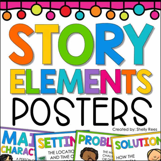 Story Elements Posters & Graphic Organizers | Character, Setting, Problem, More