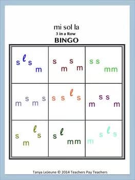 Melody BINGO mi sol la