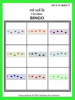 Melody BINGO mi sol la