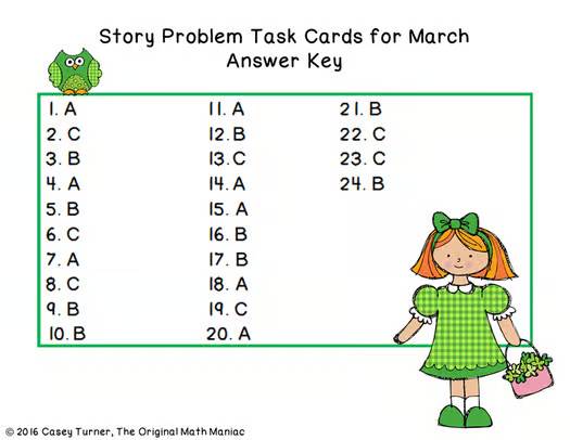Story Problem Task Cards for March - 2nd Grade