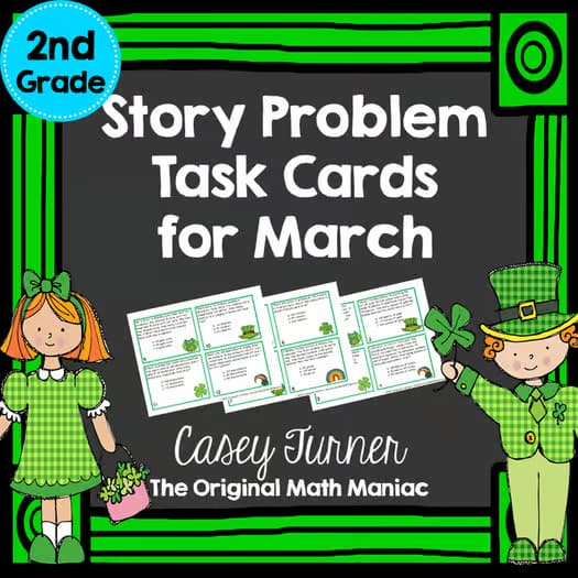 Story Problem Task Cards for March - 2nd Grade