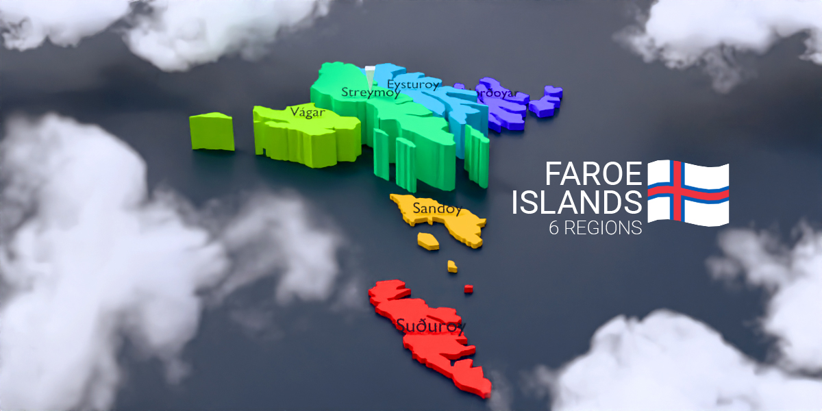 Faroe Islands - 6 Regions Map (3D Pre-rendered Images) - Payhip