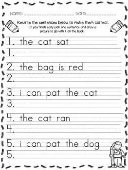 Fix-it Sentence Center CCSS L.1.2