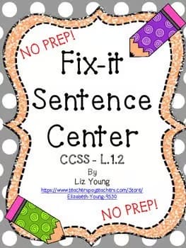 Fix-it Sentence Center CCSS L.1.2