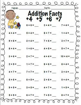 Addition Facts Practice: +0 through +10 and What Makes 10?
