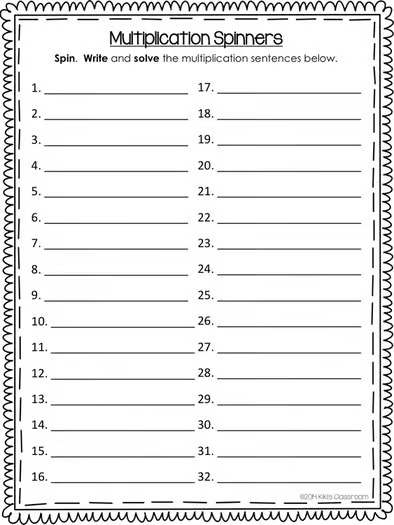 Multiplication Spinners - Multiplication Centers - Multiplication Fact Practice