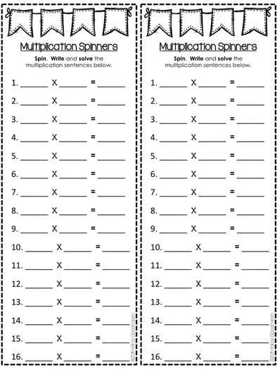 Multiplication Spinners - Multiplication Centers - Multiplication Fact Practice