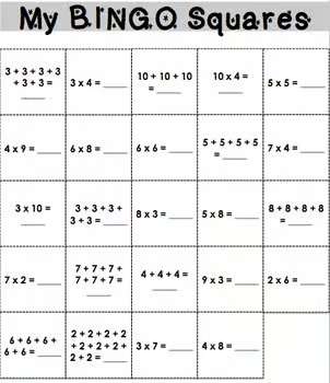 Multiplication Facts Activity: Multiplication Game of Bingo!