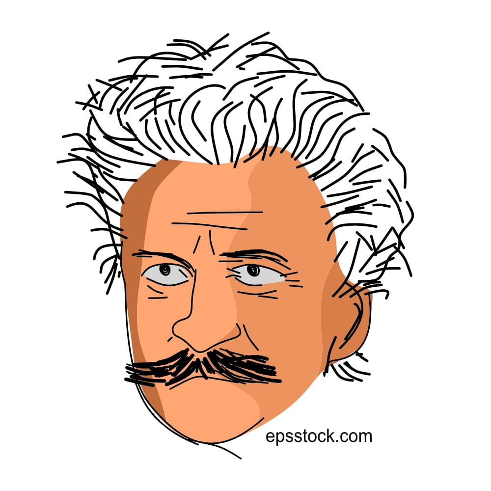 Johann Strauss Portrait, flat vector illustration